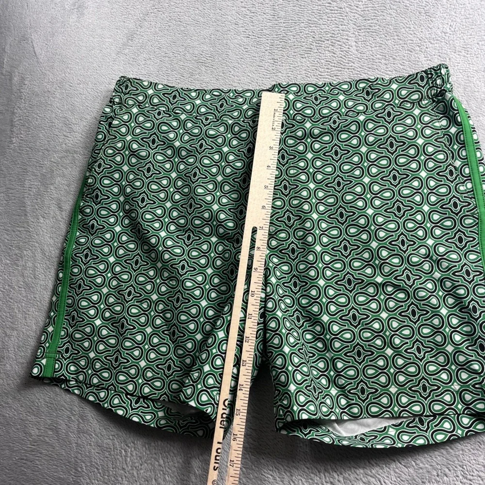 Fair Harbor Mens Green Geometric Link Print Swim Trunks Board Shorts Size L